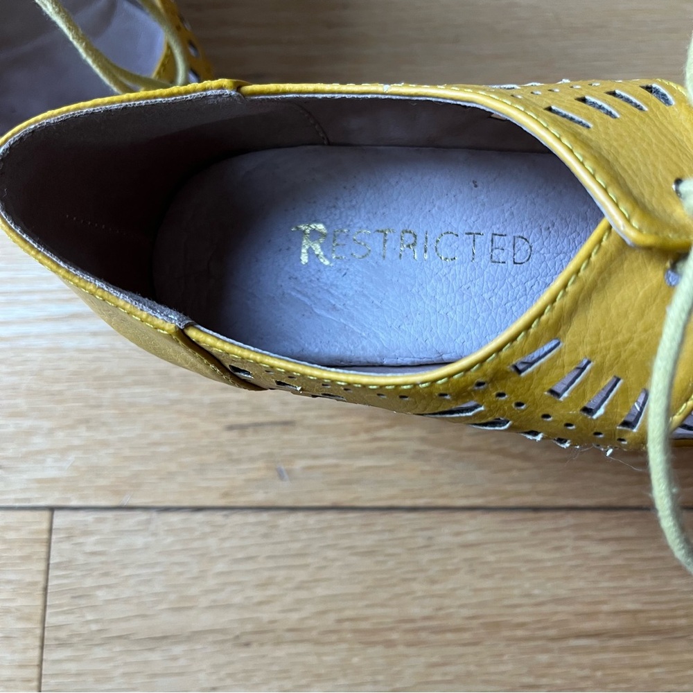 Restricted Yellow Cut-Out Wedge Sandals - Size 6 - Picture 8 of 11